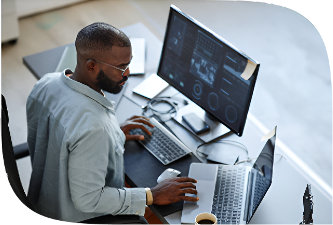 Professional working at desk